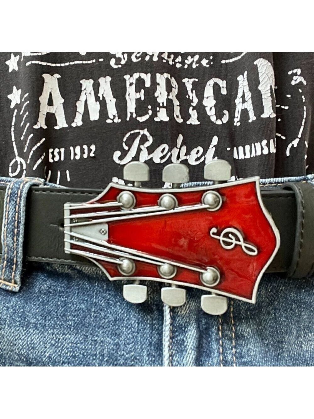 Guitar Rocker Blue Headstock Belt Buckle - Picture 5 of 15